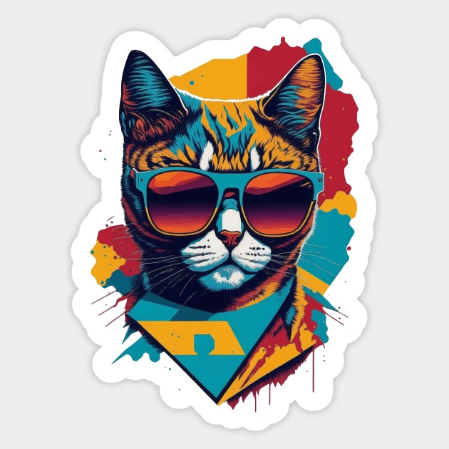 Retro Cool Cat: Vintage Vibes and Feline Flair Sticker by star trek fanart and more